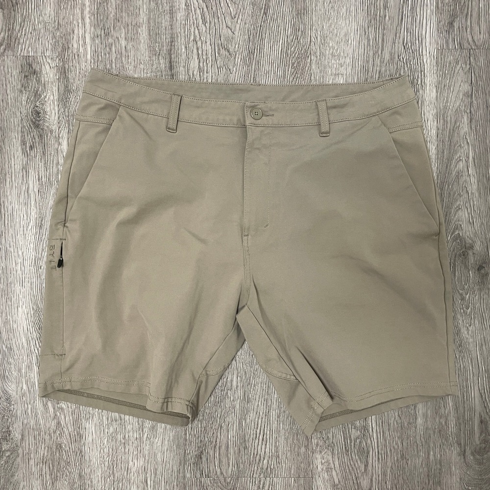 BYLT Everyday Short Mens Size 36 Tan Khaki Technical Stretch Chino 8" Inseam